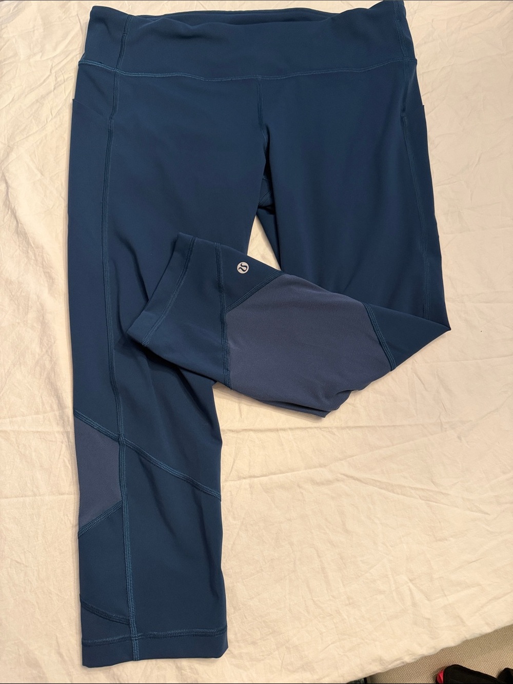 lululemon athletica Dark Teal Blue Athletic Leggings with Dark Teal Blue Panels